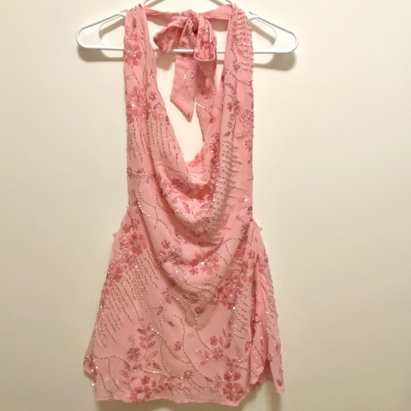 Elegant Pink Halter Dress - Picture 4 of 15